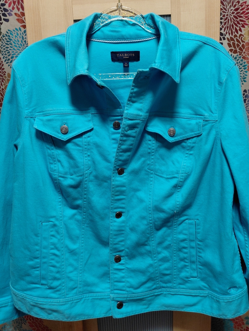 Talbots Women's Turquoise Denim Cotton Jean Jacket